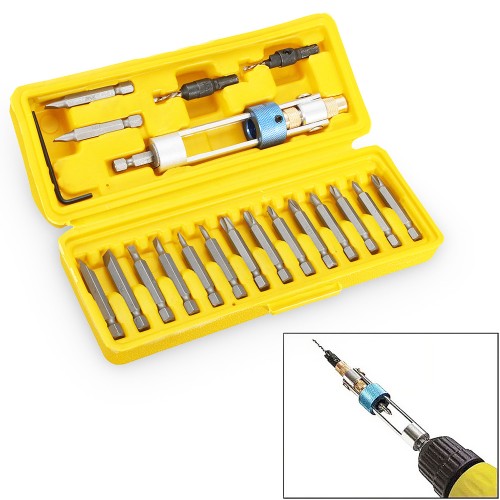 Set Punte Utensile Per Trapano Avvitatore Reversibile Kit 20 Inserti Half Time Drill Driver